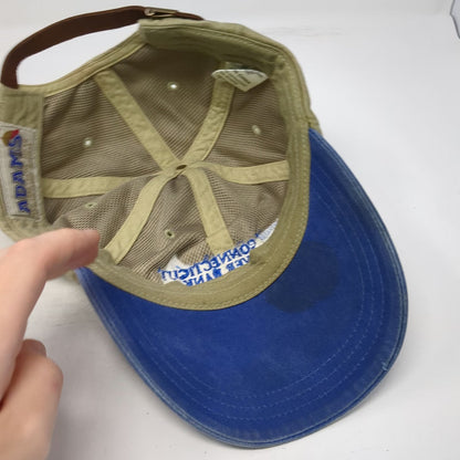 Adams Baseball Cap Beige Blue One Size Leather Slideback Embroidered Logo Hat
