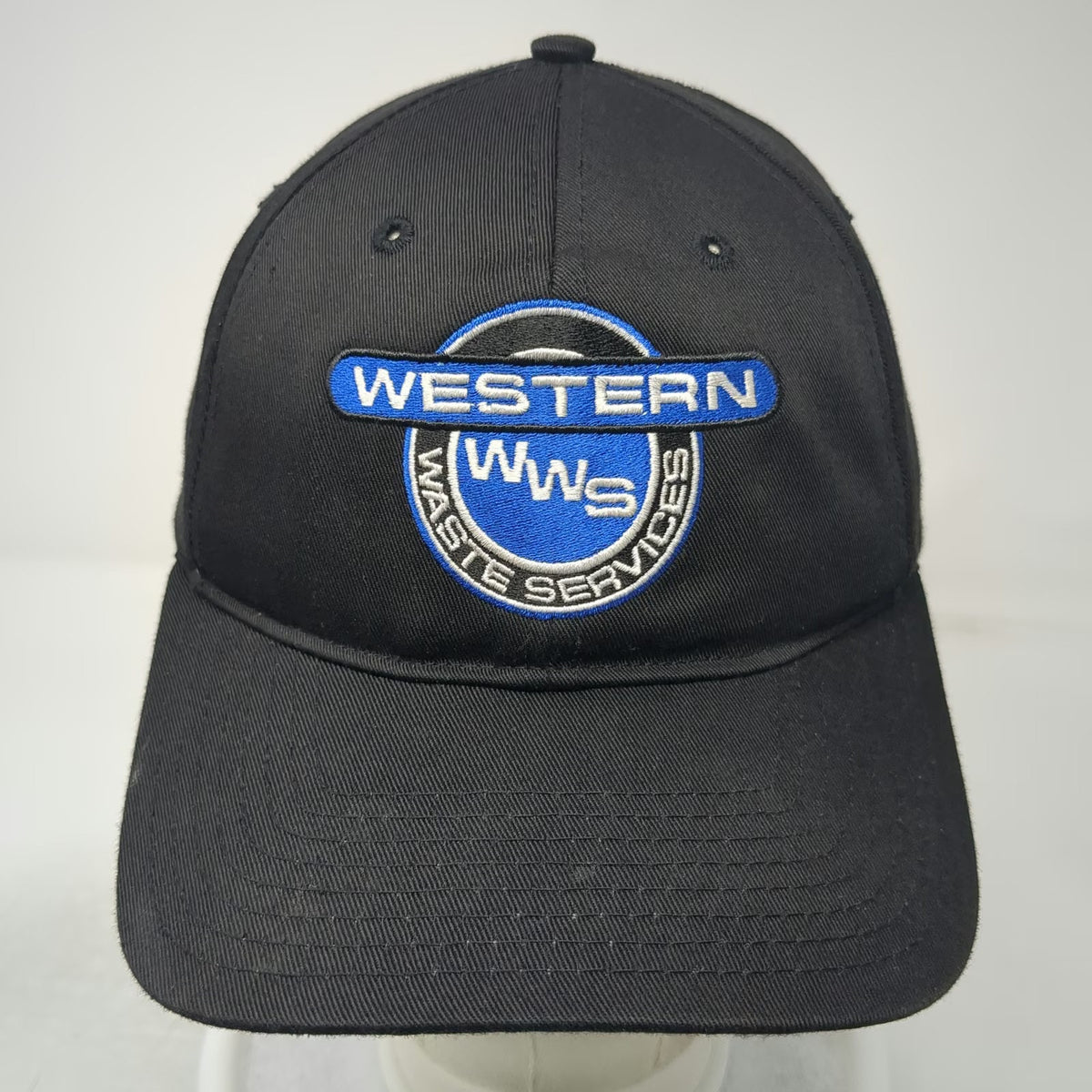 Richardson Baseball Cap Black Blue White L Western Waste Services Strapback Hat