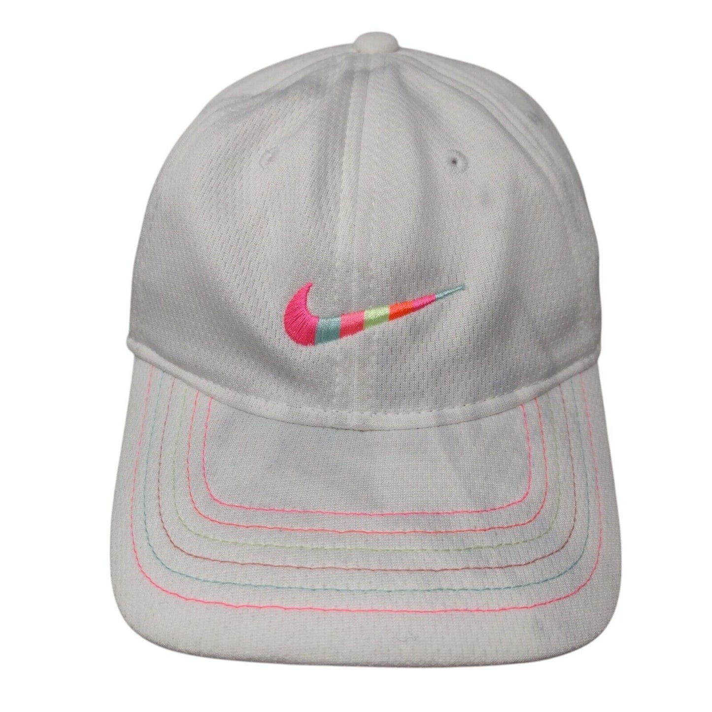 Nike Dri-Fit Child Strapback Hat White One Size Adjustable Embroidered Swoosh