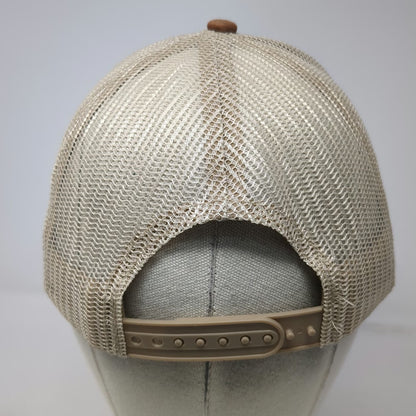 Western Trailers Trucker Hat Brown Beige One Size Snapback Mesh Leather Patch