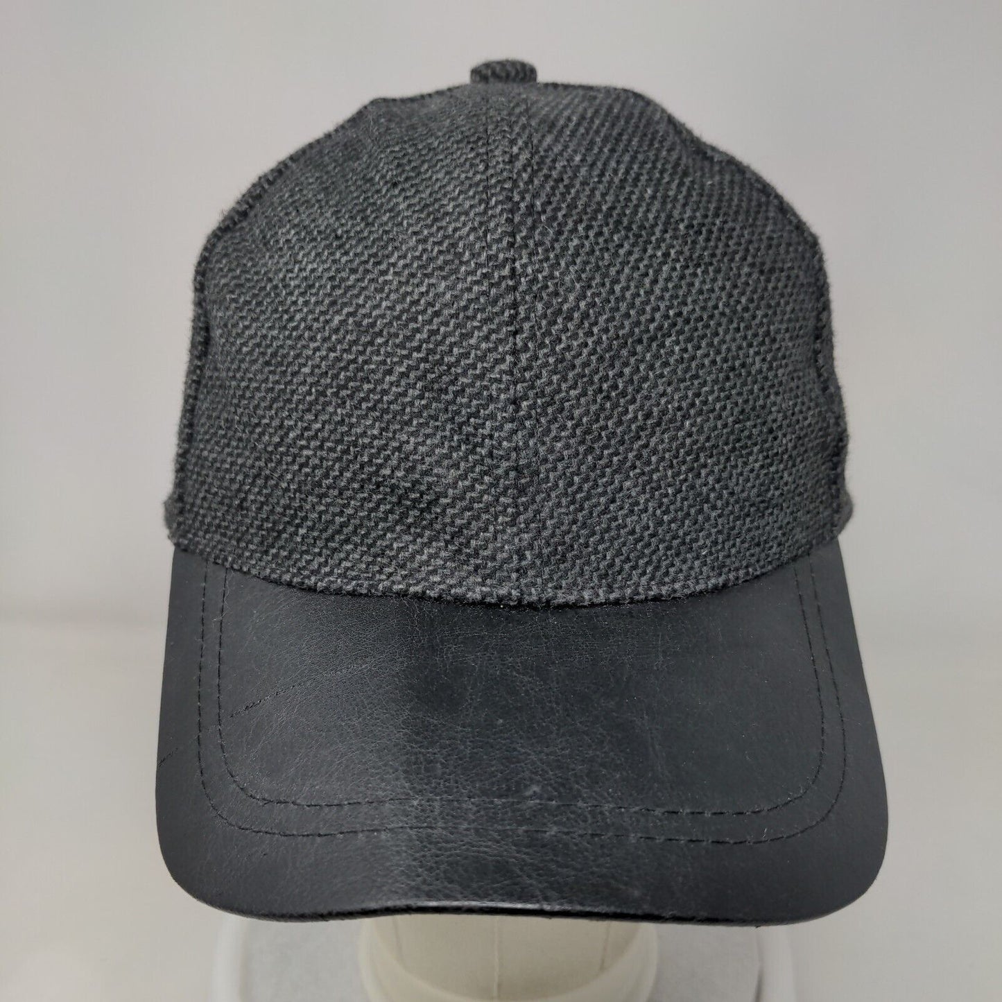 Unbranded Strapback Hat Black One Size Adjustable Leather Brim Blank