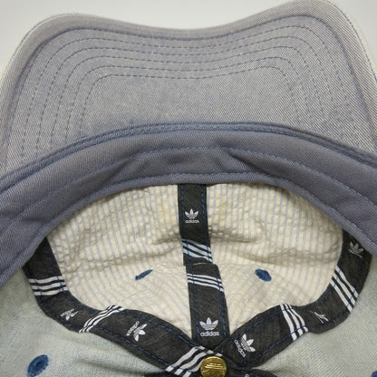 Adidas Baseball Cap Blue One Size Denim Trefoil Logo Slideback Acid Wash Hat