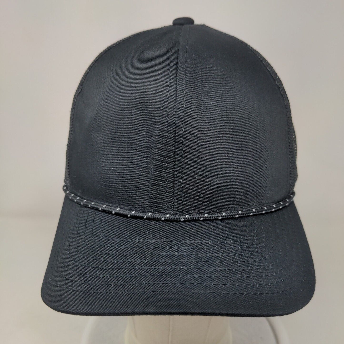 Pacific Headwear Snapback Trucker Hat Black One Size Mesh Back Blank Rope