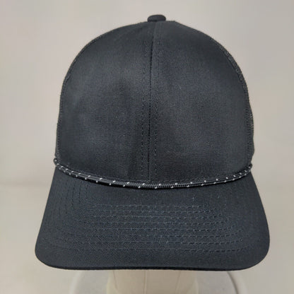 Pacific Headwear Snapback Trucker Hat Black One Size Mesh Back Blank Rope