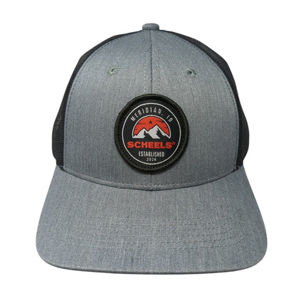 Scheels Meridian ID Patch Snapback Trucker Hat Gray One Size Mesh Back