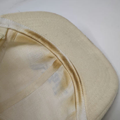 C.C Baseball Cap Beige Blue Brown M Vail Logo Wool Blend Fitted Stretch Hat