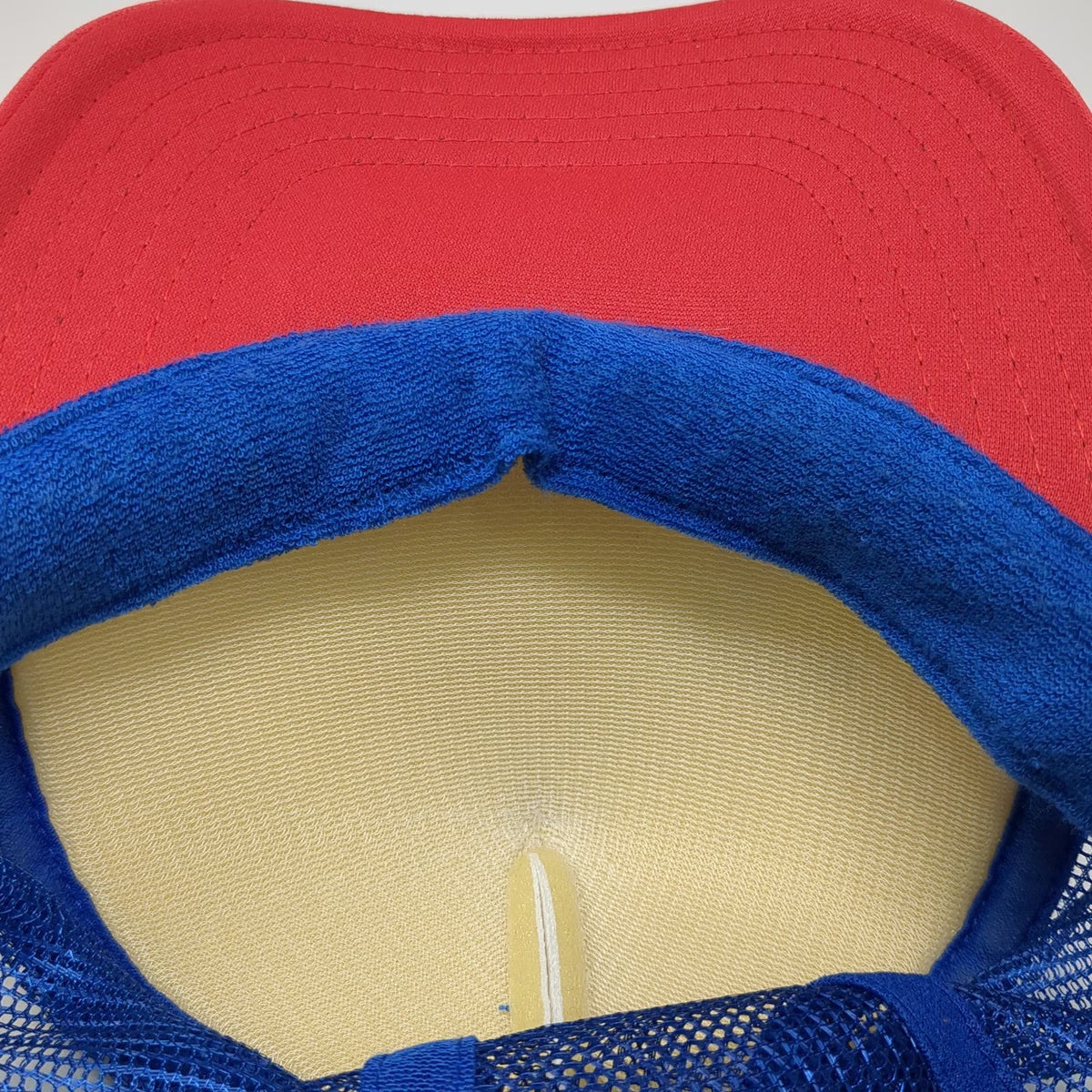 Otto Trucker Hat One Size White Blue Red June Lake Brewing Bat Mesh Foam Rope