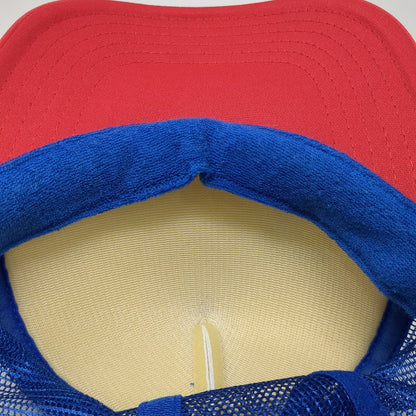 Otto Trucker Hat One Size White Blue Red June Lake Brewing Bat Mesh Foam Rope