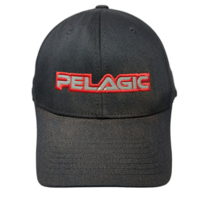 Pelagic Baseball Cap Black Red Gray XL Swordfish Marlin Fishing Flexfit Hat