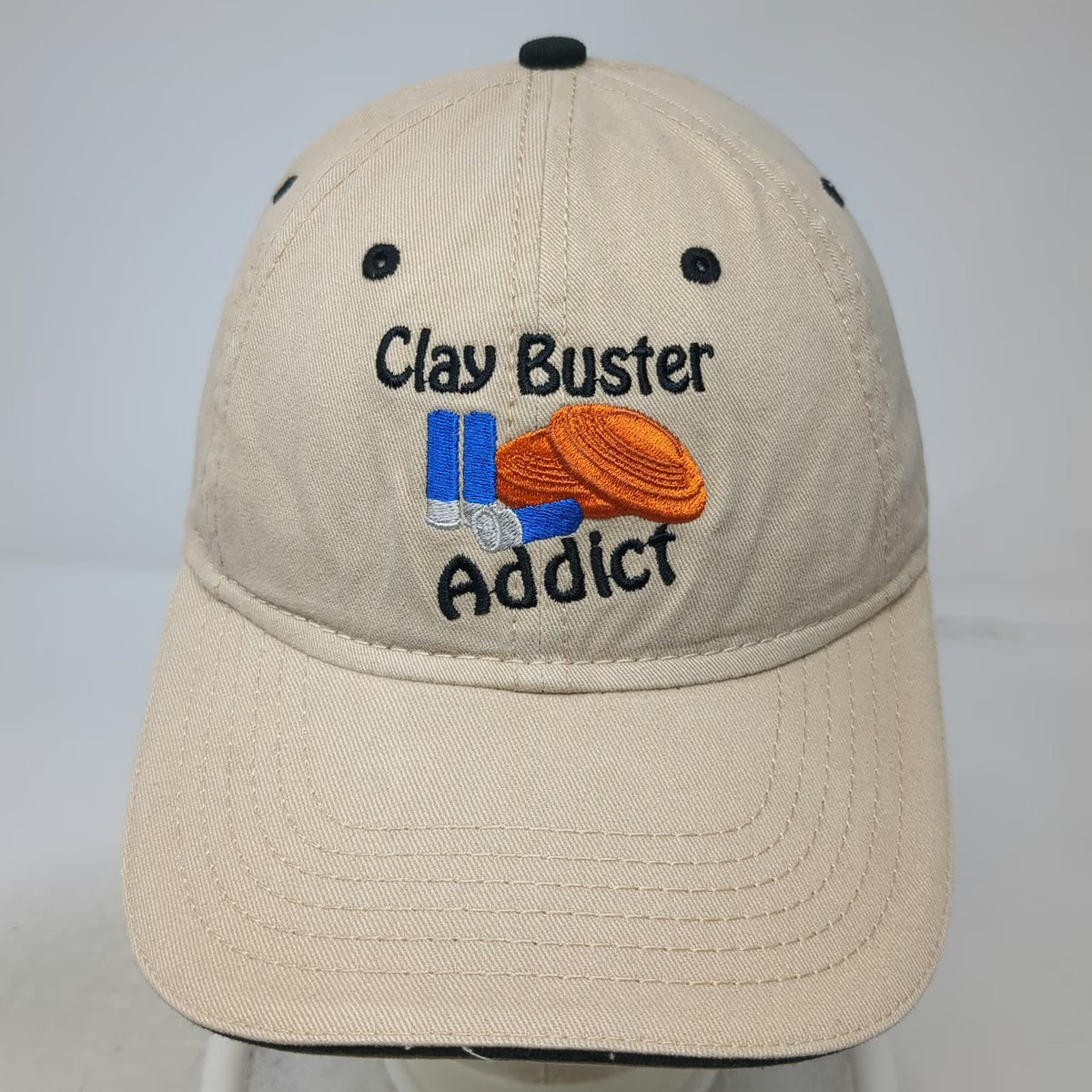 Sportsman Baseball Cap Beige One Size Clay Buster Addict Embroidery Shooting Hat