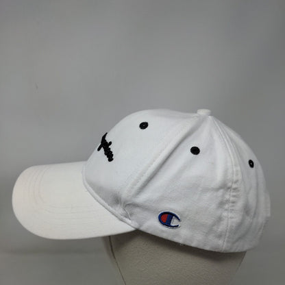 Champion Slideback Hat White One Size Adjustable Embroidered 6 Panel Cotton