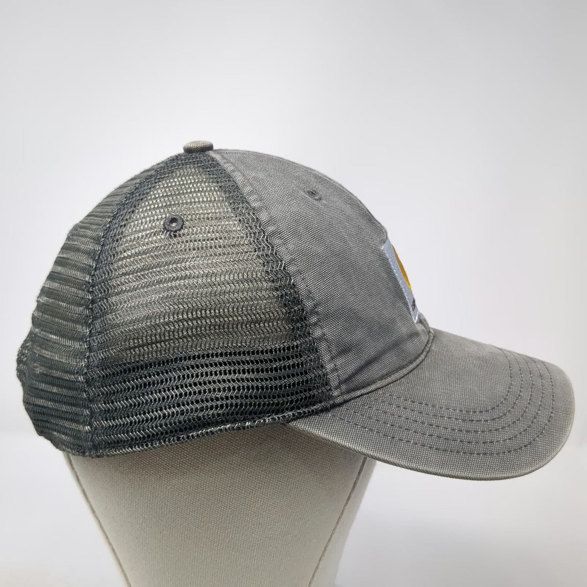 Carhartt Trucker Hat Gray One Size Mesh Back Patch Logo Snapback Workwear Firm