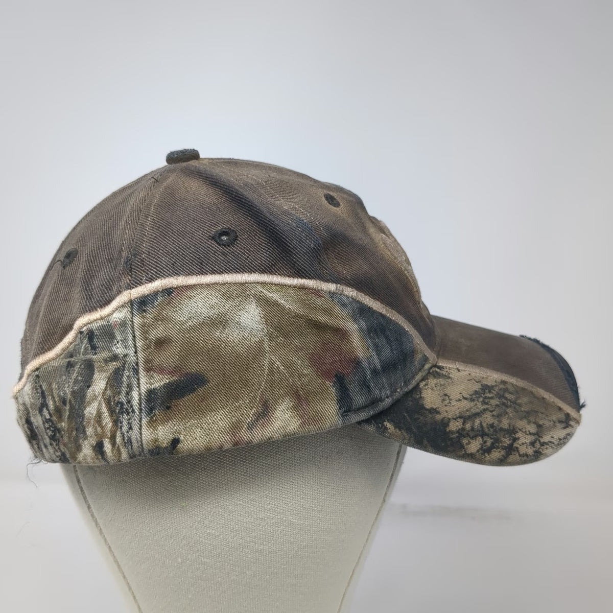 Caterpillar Brown Camo Baseball Cap One Size Embroidered Logo Strapback Hat