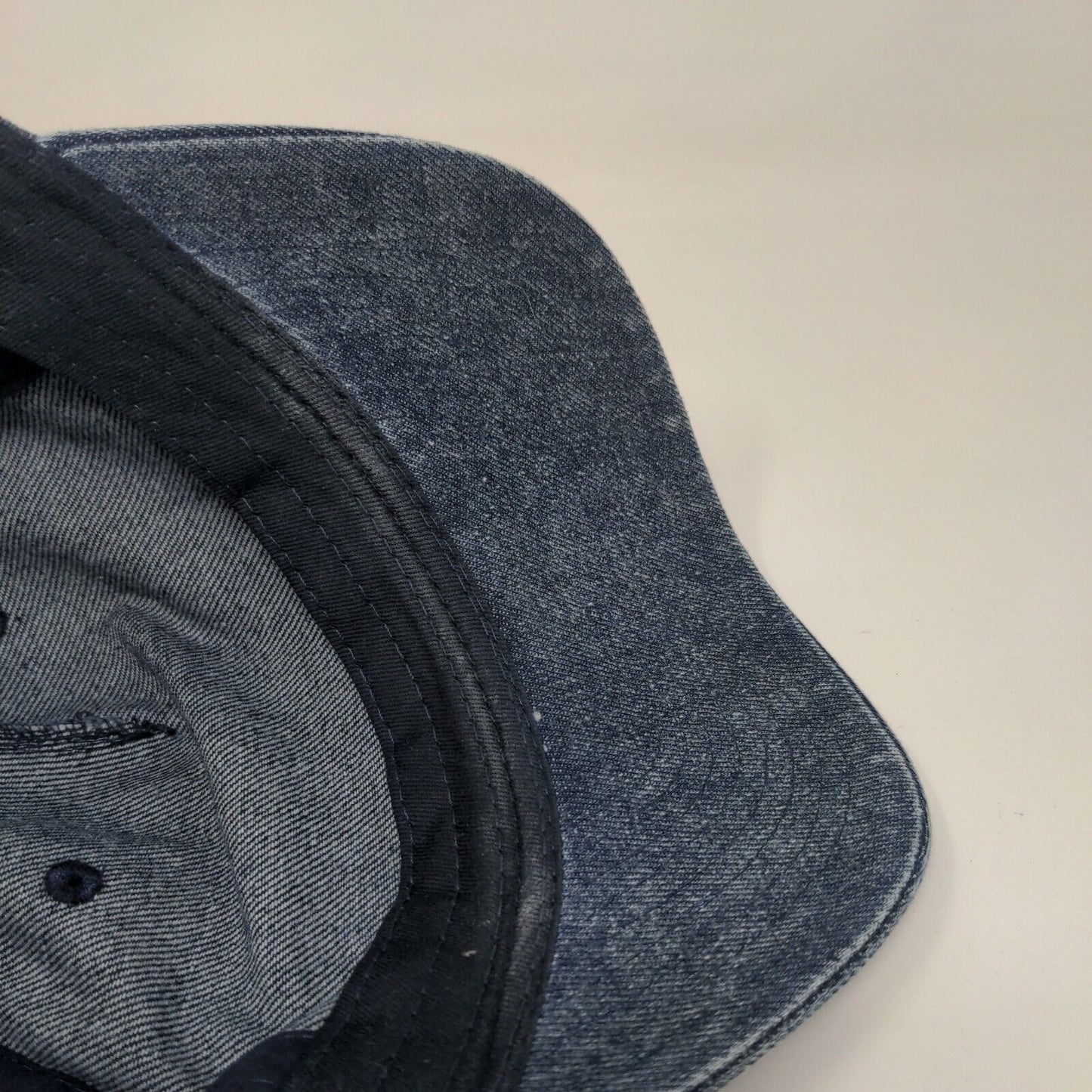 No Boundaries Snapback Hat Blue One Size Adjustable Vented Holes Denim Blank