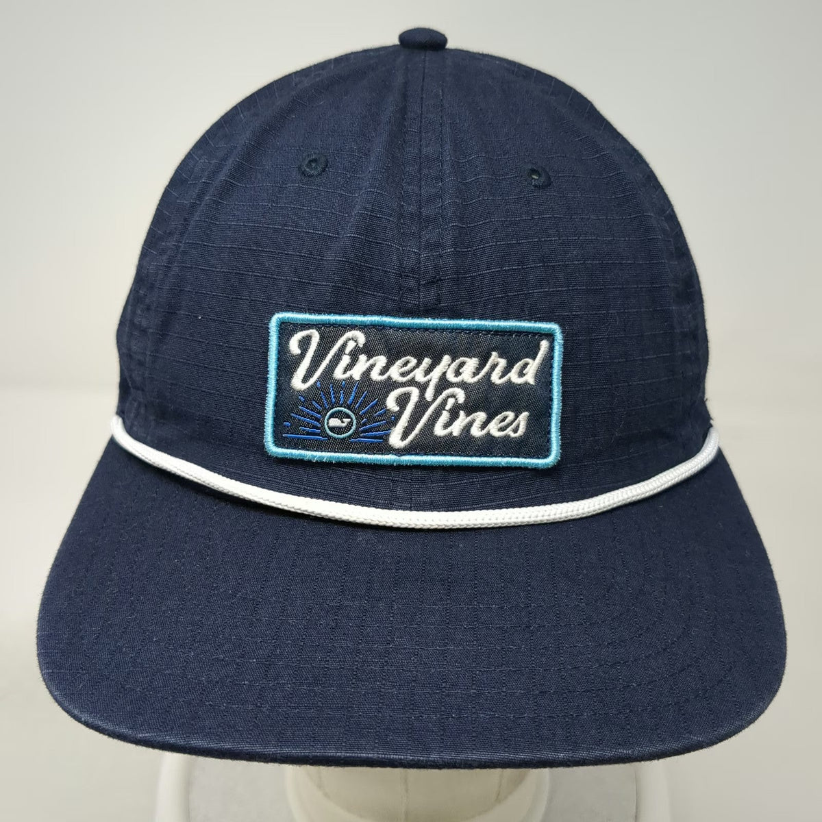 Vineyard Vines Snapback Blue Hat One Size Rope Ripstop Whale Logo Patch Cotton