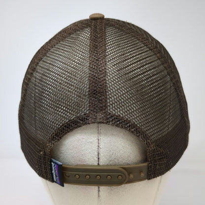 Patagonia Trucker Hat Brown Beige One Size Bison Logo Mesh Snapback Hiking Cap