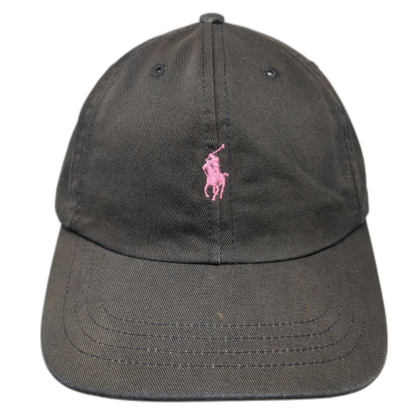 Ralph Lauren Black Label Black Pink Pony Embroidered Logo Slideback Hat Vintage
