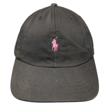 Ralph Lauren Black Label Black Pink Pony Embroidered Logo Slideback Hat Vintage