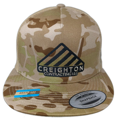 Yupoong Trucker Hat Brown One Size MultiCam Arid Camo American Flag Mesh