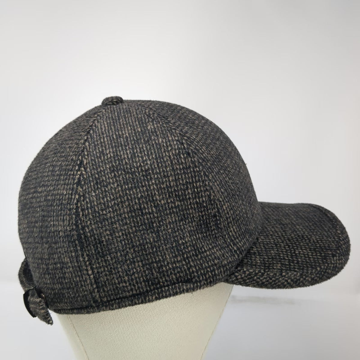 Ediko Baseball Cap Gray One Size Tweed Golf Ear Flaps Slideback Textured Hat