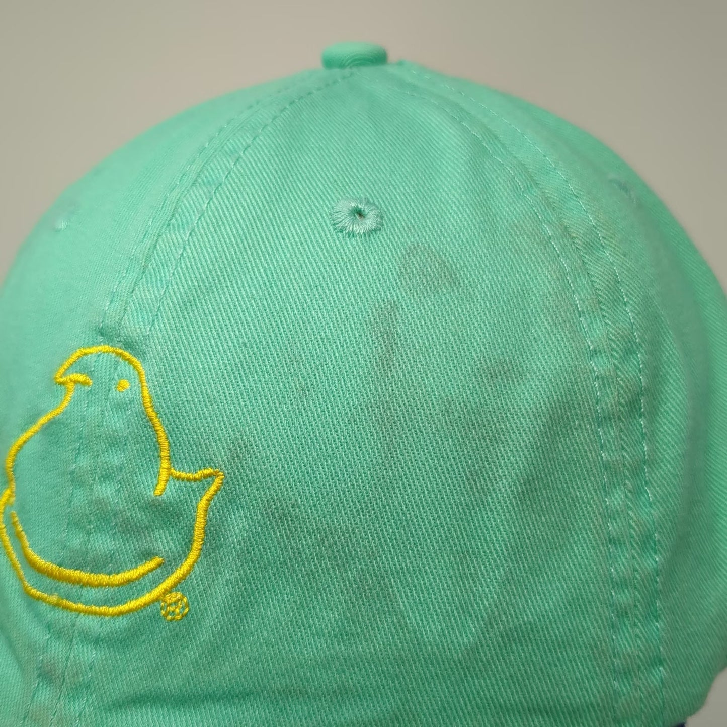 Peeps Brand Baseball Cap Green Blue One Size Cotton Slideback Mascot Hat