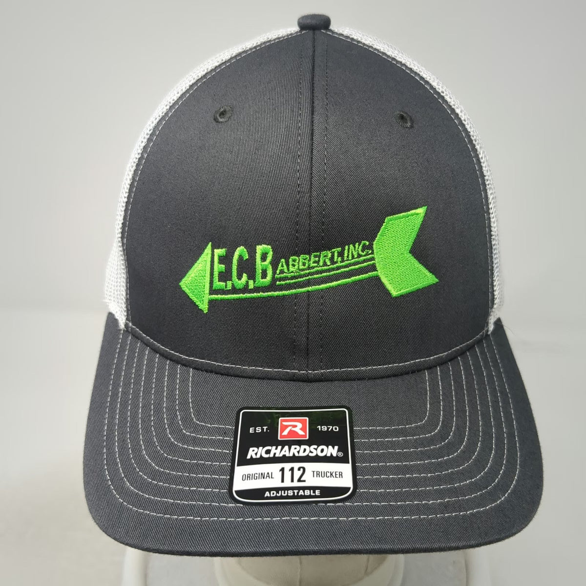 Richardson Trucker Hat Gray One Size 112 E.C.B Abbert Inc Logo Snapback Mesh