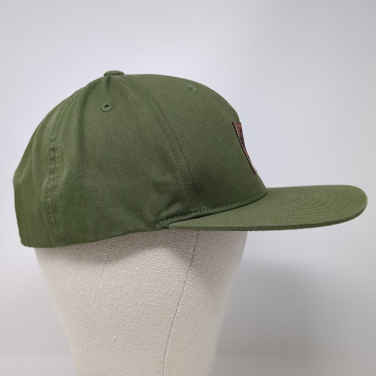 Innova Green 5 Panel Hat One Size Air Force Leather Patch Snapback Flat Brim