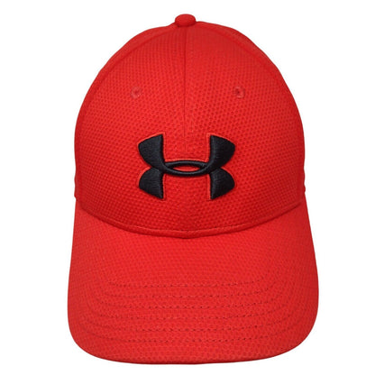 Under Armour Fitted Hat Red M/L Lightweight Embroidered 6 Panel Polyester