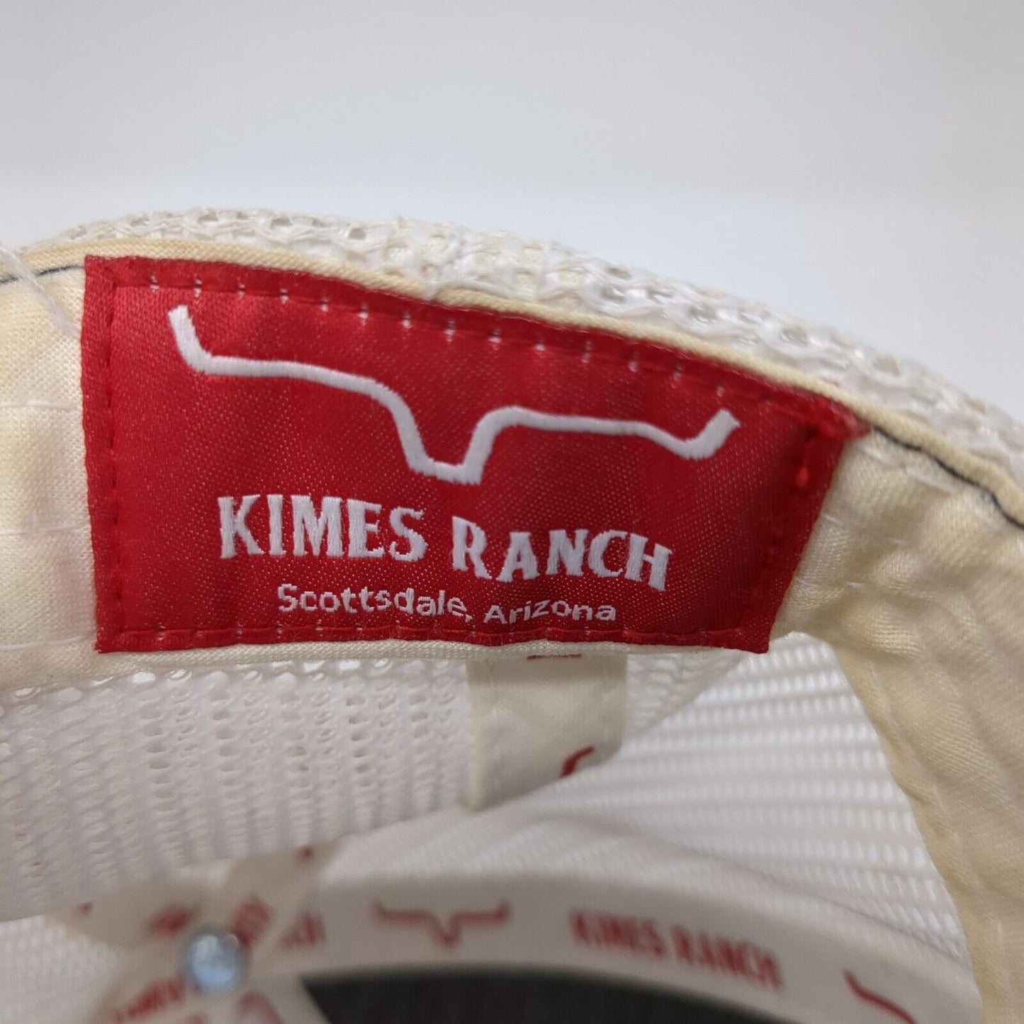 Kimes Ranch Snapback Mesh Back Trucker Hat Blue One Size Leather Patch