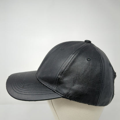 Pit Bull Premium Strapback Hat Black One Size Adjustable Leather Blank