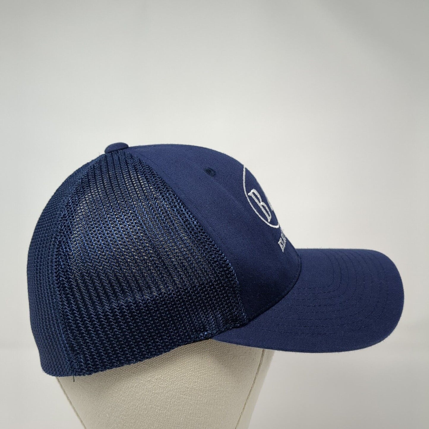B&J Electric Inc. Fitted Mesh Back Trucker Hat Blue One Size Flexfit