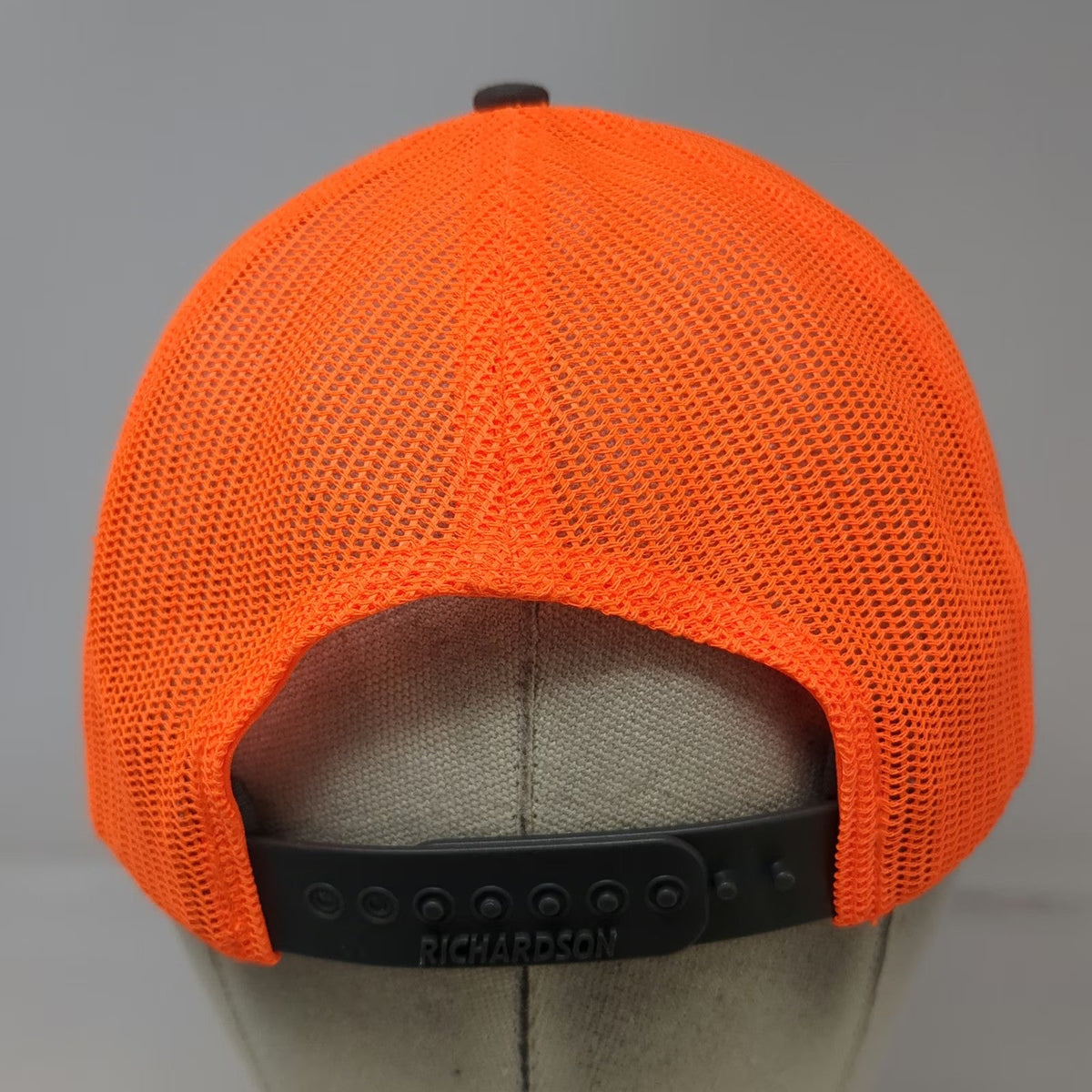 Richardson Trucker Hat Gray Orange OSFM Mesh Back Lennon Crane 1975 Construction