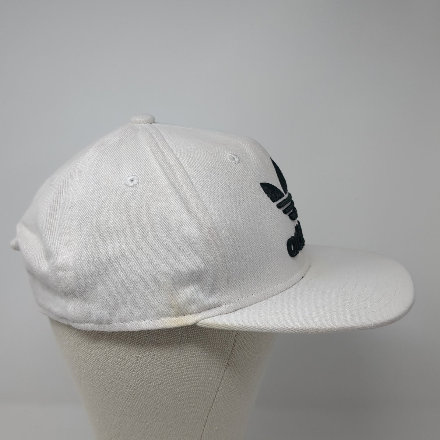 Adidas Snapback Hat White One Size Adjustable Embroidered Trefoil 6 Panel