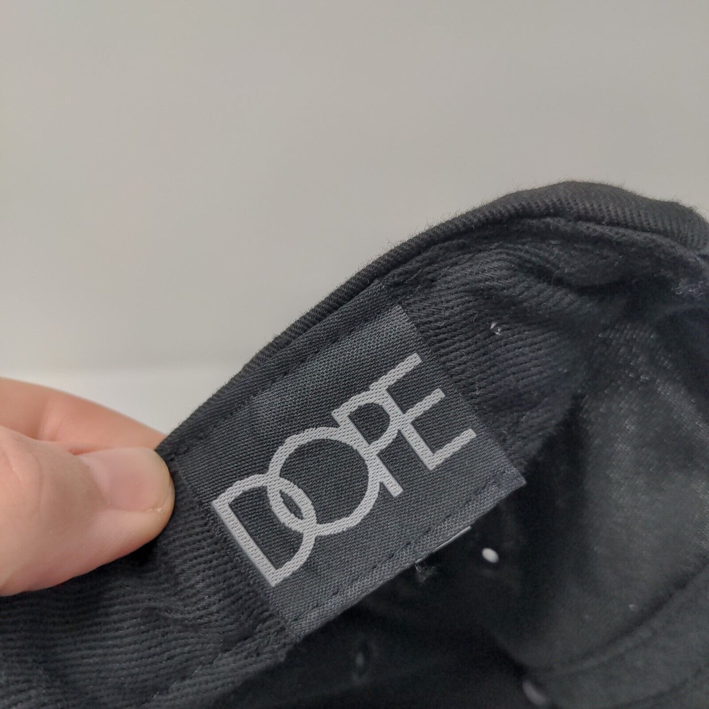 DOPE Snapback Hat Black One Size Adjustable Embroidered Vented Holes