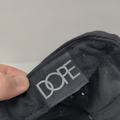 DOPE Snapback Hat Black One Size Adjustable Embroidered Vented Holes