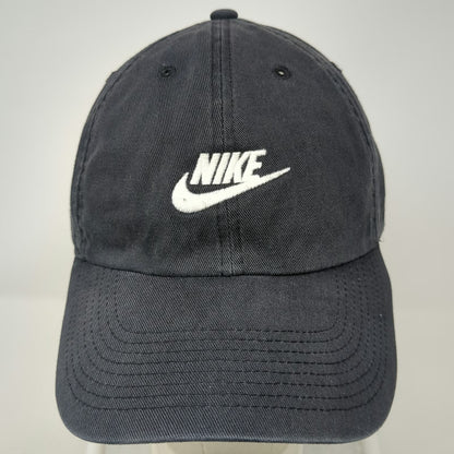 Nike Baseball Cap Black One Size Adjustable Heritage86 Swoosh Logo Strapback Hat