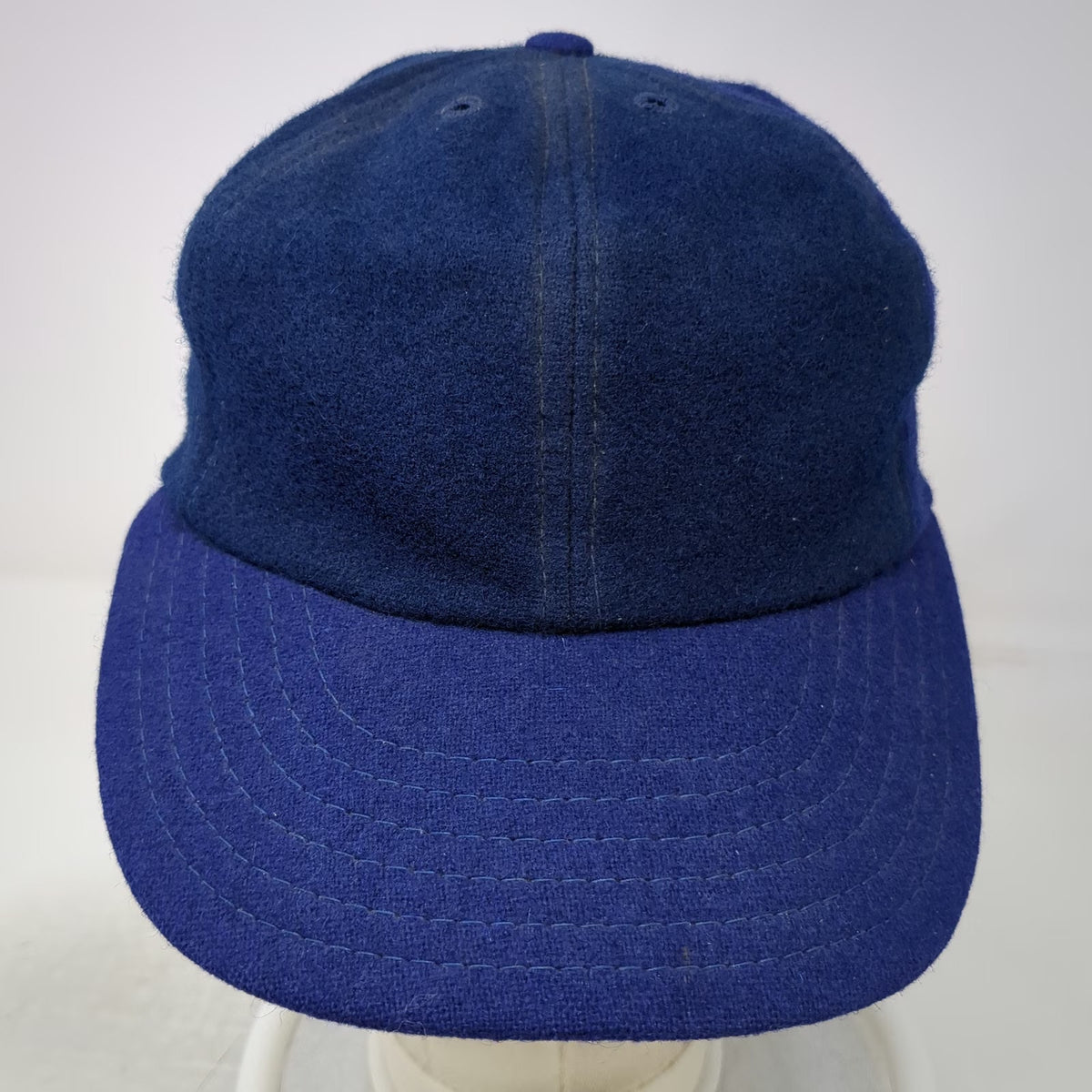 MacGregor Baseball Cap Blue 7 Wool Leather Sweatband Fitted Hat Vintage