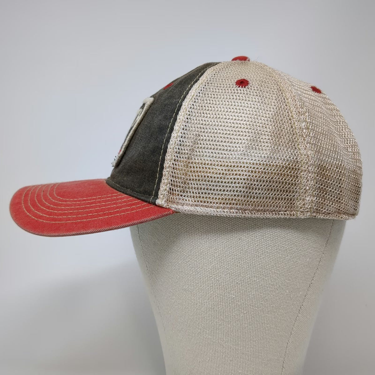 Legacy Trucker Hat Black Red Beige One Size North End Pizza Mesh Snapback Patch