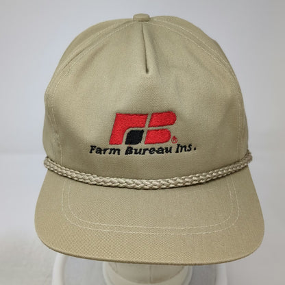 Imperial 5 Panel Beige Hat One Size Farm Bureau Insurance Rope Slideback