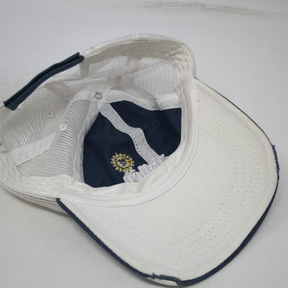 Blue White OSFM Baseball Cap Hat Mesh Back Distressed Sun Valley Idaho Tennis
