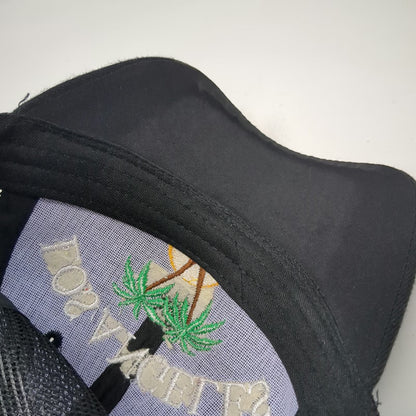 Trucker Hat Black One Size Mesh Back Snapback Los Angeles Palm Tree Embroidery