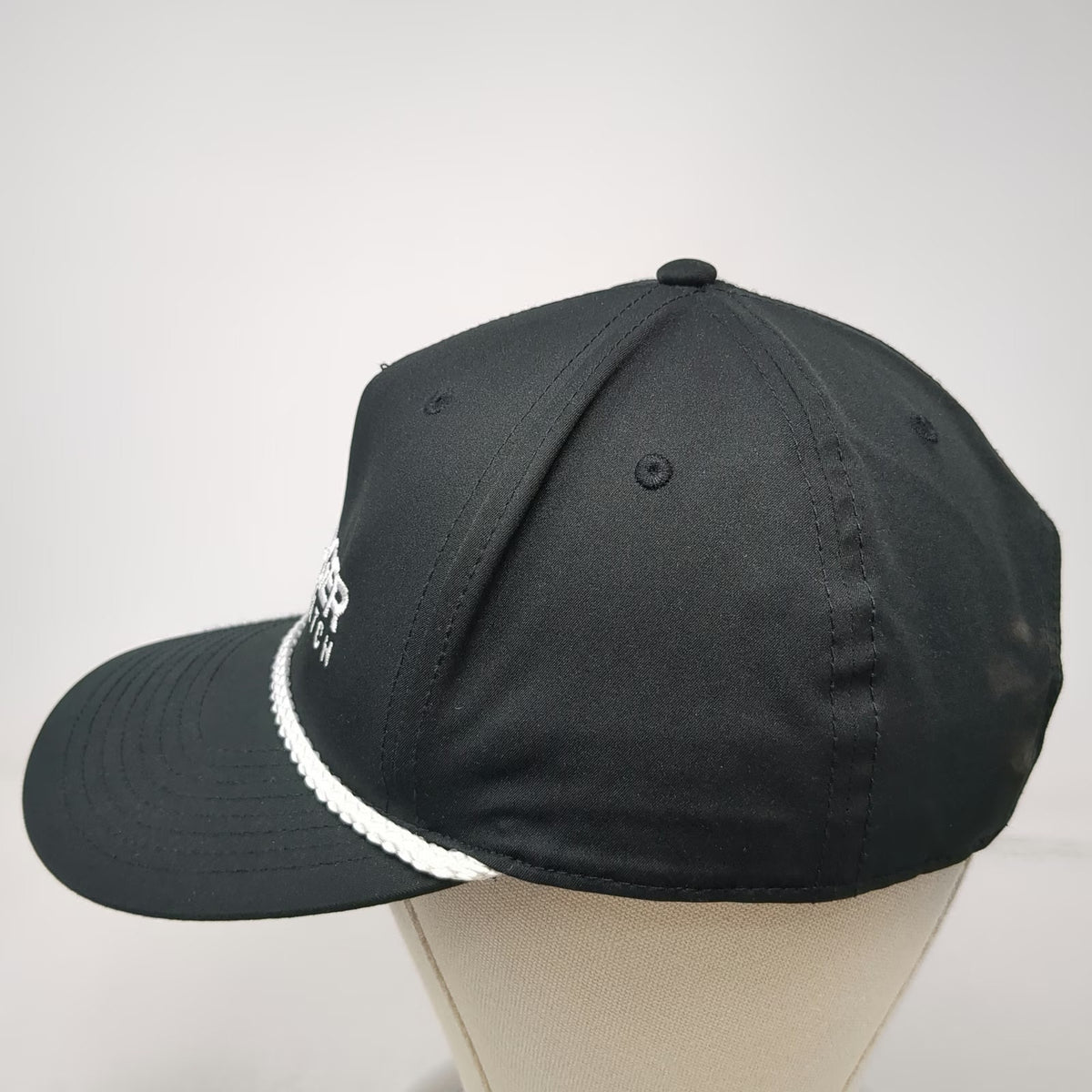 Richardson 5 Panel Hat Black One Size White Rope Snapback Bridger Watch Golf