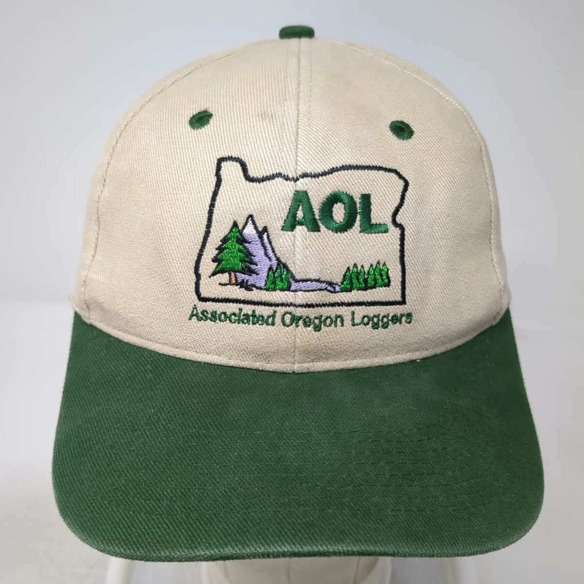 Falcon Headwear Baseball Cap Beige Green One Size Associated Oregon Loggers Hat