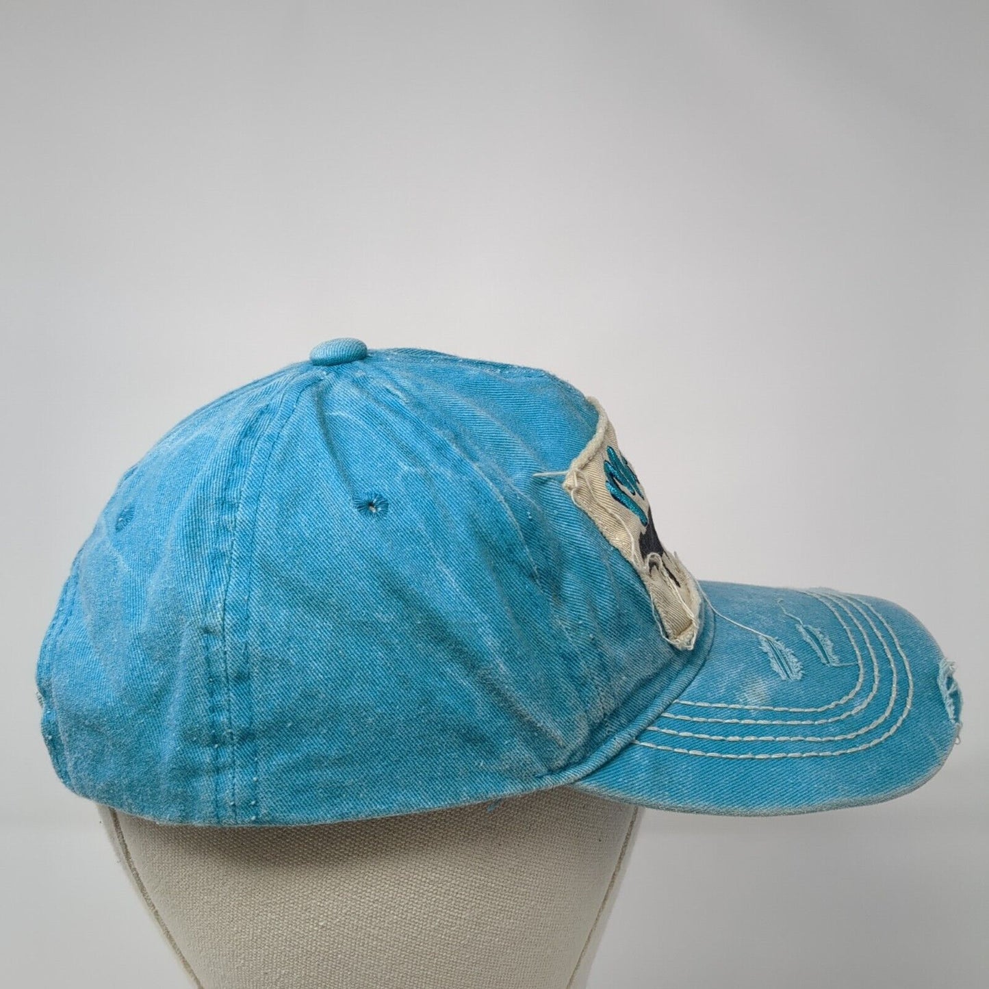 Mama Bear Strapback Hat Blue One Size Adjustable Embroidered Distressed