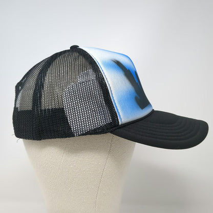 Otto Trucker Hat Black One Size Chicago Skyline Lollapalooza Platinum Mesh