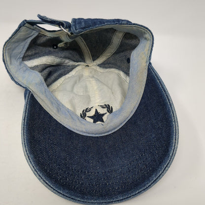 Unbranded Strapback Hat Blue One Size Adjustable Embroidered Logo Denim
