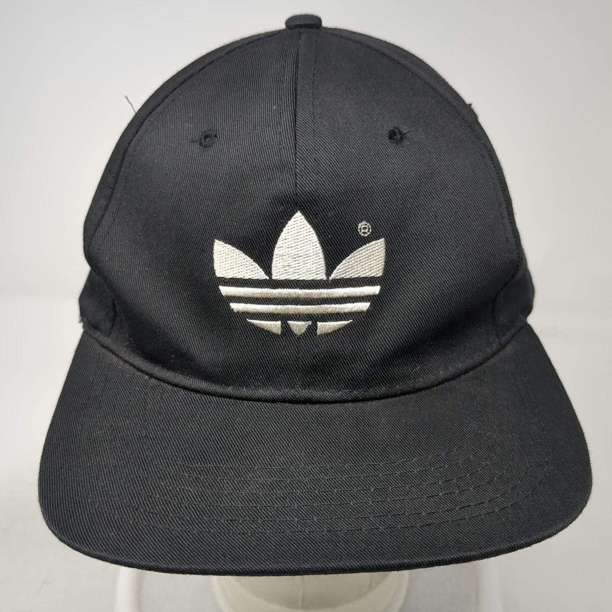 Adidas Baseball Cap Black White One Size Embroidered Trefoil Logo Adjustable Hat