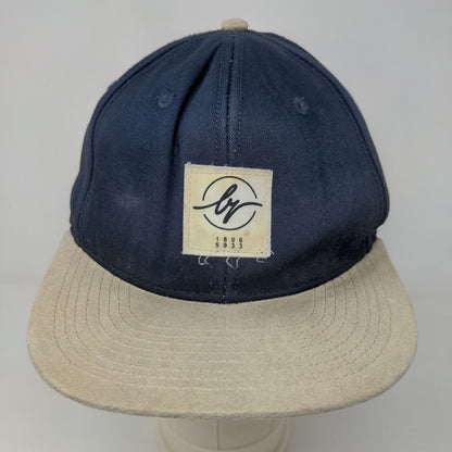 H&M Men's Snapback Hat Blue Beige Size OS Embroidered Logo Adjustable