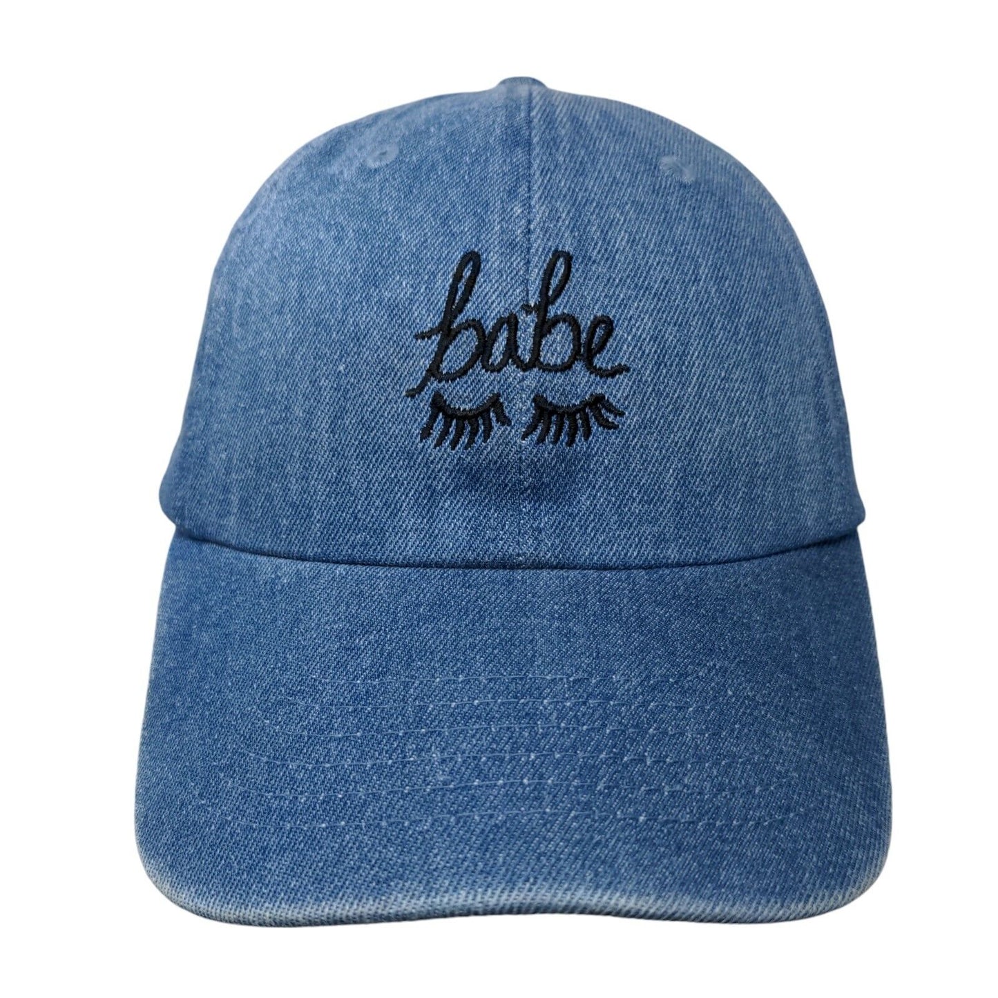 Babe Eyelashes Slideback Denim Hat Blue OSFA Embroidered Newhattan