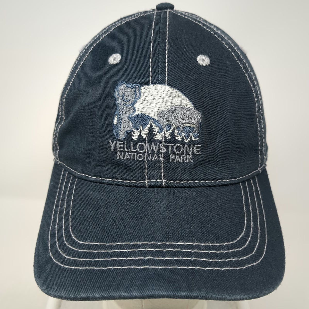 Prairie Mountain Baseball Cap Blue One Size Yellowstone National Park Hat Bear